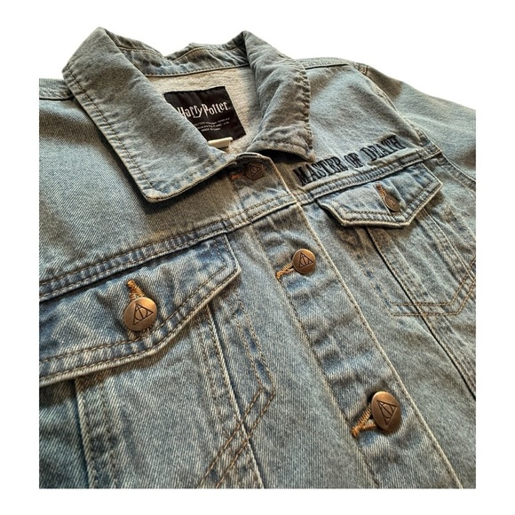 Harry Potter Deathly Hallows Girls Crop Denim Jacket - Size XL - Picture 6 of 16